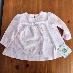 NWT 6m Little Me Pink and Gold Starry Long Sleeve Top